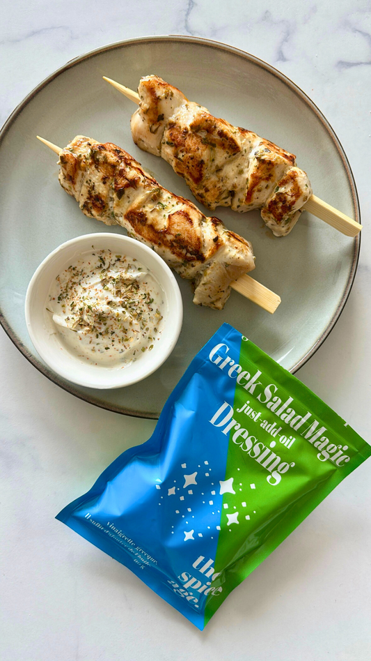 Greek-Style Chicken Skewers With Dip